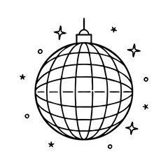 disco ball icon, disco ball line art - simple line art of disco ball, perfect for disco ball logos and icons