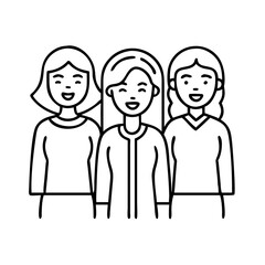 diverse group of women icon, diverse group of women line art - simple line art of diverse group of women, perfect for diverse group of women logos and icons
