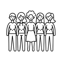 diverse group of women icon, diverse group of women line art - simple line art of diverse group of women, perfect for diverse group of women logos and icons