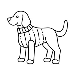 dog in sweater icon, dog in sweater line art - simple line art of dog in sweater, perfect for dog in sweater logos and icons