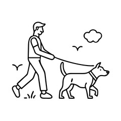 dog walking icon, dog walking line art - simple line art of dog walking, perfect for dog walking logos and icons