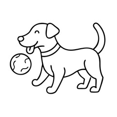 Fototapeta premium dog with ball icon, dog with ball line art - simple line art of dog with ball, perfect for dog with ball logos and icons
