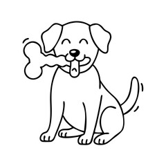 dog with chew toy icon, dog with chew toy line art - simple line art of dog with chew toy, perfect for dog with chew toy logos and icons