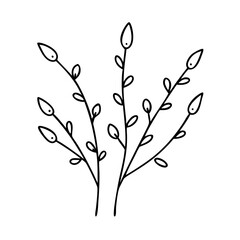 early buds on branches icon, early buds on branches line art - simple line art of early buds on branches, perfect for early buds on branches logos and icons
