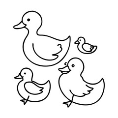 ducklings icon, ducklings line art - simple line art of ducklings, perfect for ducklings logos and icons