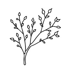 early buds on branches icon, early buds on branches line art - simple line art of early buds on branches, perfect for early buds on branches logos and icons