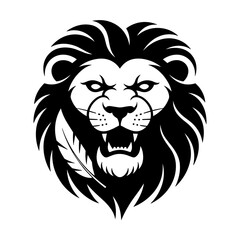 Obraz premium Tiger head vector logo design, face for retro logos, emblems, badges, labels, icon template and tshirt vintage design element. Isolated on white background black color