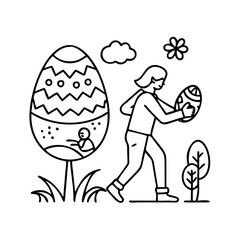 easter egg hunt icon, easter egg hunt line art - simple line art of easter egg hunt, perfect for easter egg hunt logos and icons