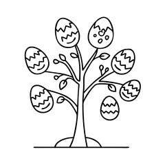 easter egg tree icon, easter egg tree line art - simple line art of easter egg tree, perfect for easter egg tree logos and icons