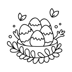 easter nest icon, easter nest line art - simple line art of easter nest, perfect for easter nest logos and icons