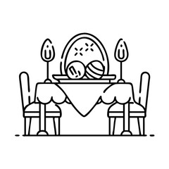 easter table setting icon, easter table setting line art - simple line art of easter table setting, perfect for easter table setting logos and icons