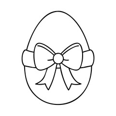 egg with ribbon bow icon, egg with ribbon bow line art - simple line art of egg with ribbon bow, perfect for egg with ribbon bow logos and icons