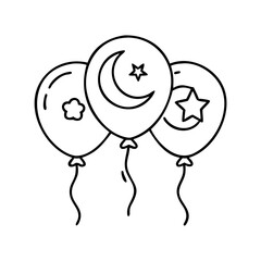 eid balloons icon, eid balloons line art - simple line art of eid balloons, perfect for eid balloons logos and icons
