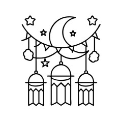 eid decorations icon, eid decorations line art - simple line art of eid decorations, perfect for eid decorations logos and icons
