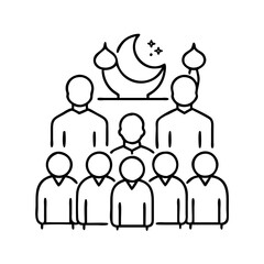 eid prayers congregation icon, eid prayers congregation line art - simple line art of eid prayers congregation, perfect for eid prayers congregation logos and icons