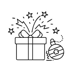 exploding gag gift icon, exploding gag gift line art - simple line art of exploding gag gift, perfect for exploding gag gift logos and icons