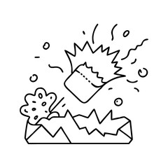 exploding gum icon, exploding gum line art - simple line art of exploding gum, perfect for exploding gum logos and icons
