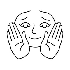 face with hands icon, face with hands line art - simple line art of face with hands, perfect for face with hands logos and icons