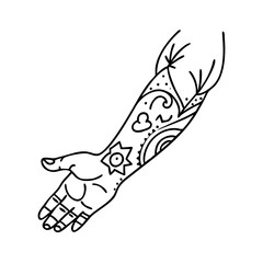 fake tattoo sleeve icon, fake tattoo sleeve line art - simple line art of fake tattoo sleeve, perfect for fake tattoo sleeve logos and icons