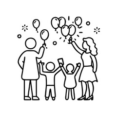 family celebrations icon, family celebrations line art - simple line art of family celebrations, perfect for family celebrations logos and icons