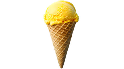 Professional Yellow Ice Cream Cone on Blue Background Isolated for Marketing Campaigns