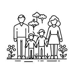 family garden icon, family garden line art - simple line art of family garden, perfect for family garden logos and icons