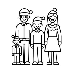 family dressed in festive attire icon, family dressed in festive attire line art - simple line art of family dressed in festive attire, perfect for family dressed in festive attire logos and icons