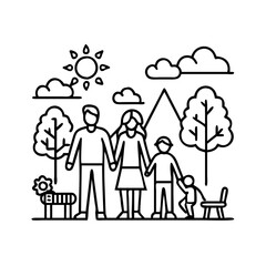 family friendly park icon, family friendly park line art - simple line art of family friendly park, perfect for family friendly park logos and icons
