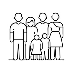 family gathering icon, family gathering line art - simple line art of family gathering, perfect for family gathering logos and icons