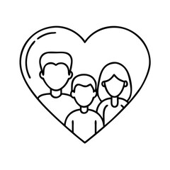family heart tattoo icon, family heart tattoo line art - simple line art of family heart tattoo, perfect for family heart tattoo logos and icons
