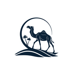 camel silhouette logo vector line art logo design