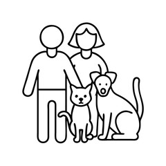 family pet dog or cat icon, family pet dog or cat line art - simple line art of family pet dog or cat, perfect for family pet dog or cat logos and icons