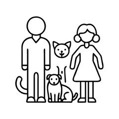 family pet dog or cat icon, family pet dog or cat line art - simple line art of family pet dog or cat, perfect for family pet dog or cat logos and icons