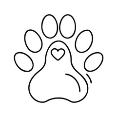 family pet paw print icon, family pet paw print line art - simple line art of family pet paw print, perfect for family pet paw print logos and icons