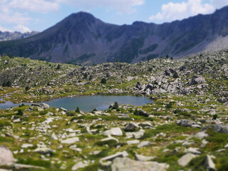 small mountain lake in a high valles in the pyrenees.. 