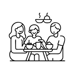 family sharing tea icon, family sharing tea line art - simple line art of family sharing tea, perfect for family sharing tea logos and icons