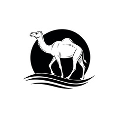 camel silhouette logo vector line art logo design