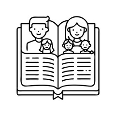 family tradition book icon, family tradition book line art - simple line art of family tradition book, perfect for family tradition book logos and icons