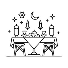 fancy eid table setup icon, fancy eid table setup line art - simple line art of fancy eid table setup, perfect for fancy eid table setup logos and icons