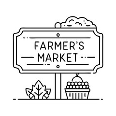 farmer s market sign icon, farmer s market sign line art - simple line art of farmer s market sign, perfect for farmer s market sign logos and icons