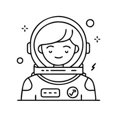 female astronaut icon, female astronaut line art - simple line art of female astronaut, perfect for female astronaut logos and icons