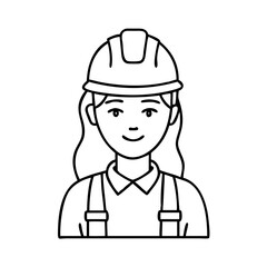 female construction worker icon, female construction worker line art - simple line art of female construction worker, perfect for female construction worker logos and icons