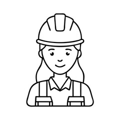 female construction worker icon, female construction worker line art - simple line art of female construction worker, perfect for female construction worker logos and icons