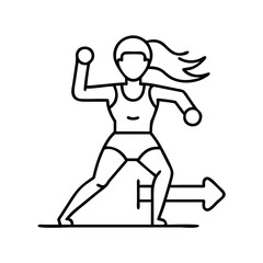 female athlete icon, female athlete line art - simple line art of female athlete, perfect for female athlete logos and icons