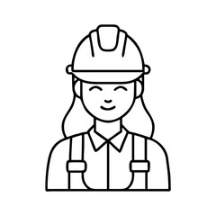 female construction worker icon, female construction worker line art - simple line art of female construction worker, perfect for female construction worker logos and icons