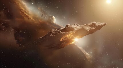 Obraz premium Comet flying through deep space