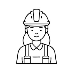 female construction worker icon, female construction worker line art - simple line art of female construction worker, perfect for female construction worker logos and icons