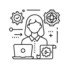 female in digital tech icon, female in digital tech line art - simple line art of female in digital tech, perfect for female in digital tech logos and icons