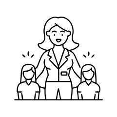 female leader icon, female leader line art - simple line art of female leader, perfect for female leader logos and icons