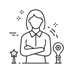 female role model icon, female role model line art - simple line art of female role model, perfect for female role model logos and icons